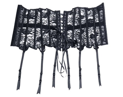 Underbust Corset Top With Suspenders Lingerie Sexy Women Waist Cincher Bustier Breathable Lace Shape Body Garter Belt Plus Size
