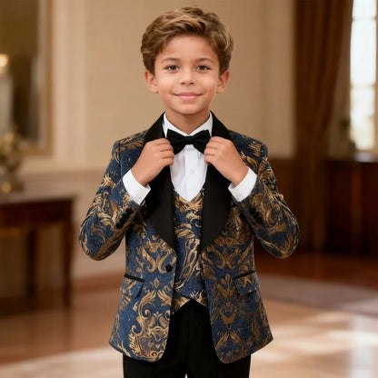 Hot Sale Stylish Suit For Boys Formal Banquet Graduation Coat Vest Pants Bow Tie Smart Quality School Performance Noble