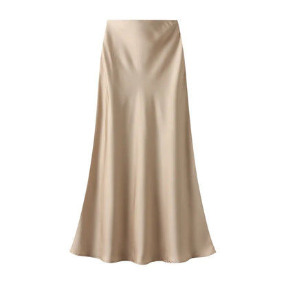 Temperament Elegant Satin Fishtail Skirt Mujer Faldas Vintage Maxi Skirts Women Party Wear Vestido De Festa Fashion Clothes