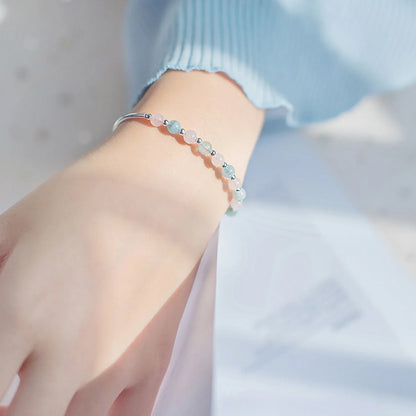 925 Sterling Silver Colorful Beads Crystal Charms Bracelet Fashion New Luxury Bangle Chain For Women Party Jewelry