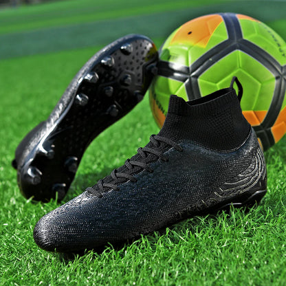 Men & Women AG Stud Leather Football Shoes, Anti-slip, for adult & student training, artificial and natural grass pitches