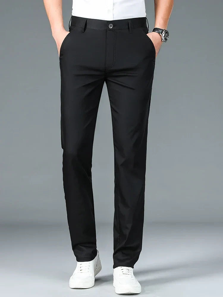 Summer New Men's Bamboo Fiber Slim Business Casual Pants Fashion Classic Breathable Designer Formal Long Trouser Male Clothing