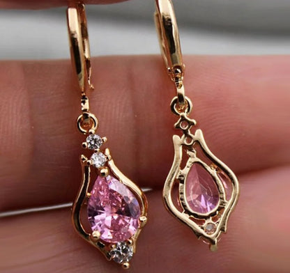 Luxury Trendy Purple Water Drop Crystal Dangle Earrings for Women Charm Wedding Bride Party Korea Earring Jewelry Accessory Gift