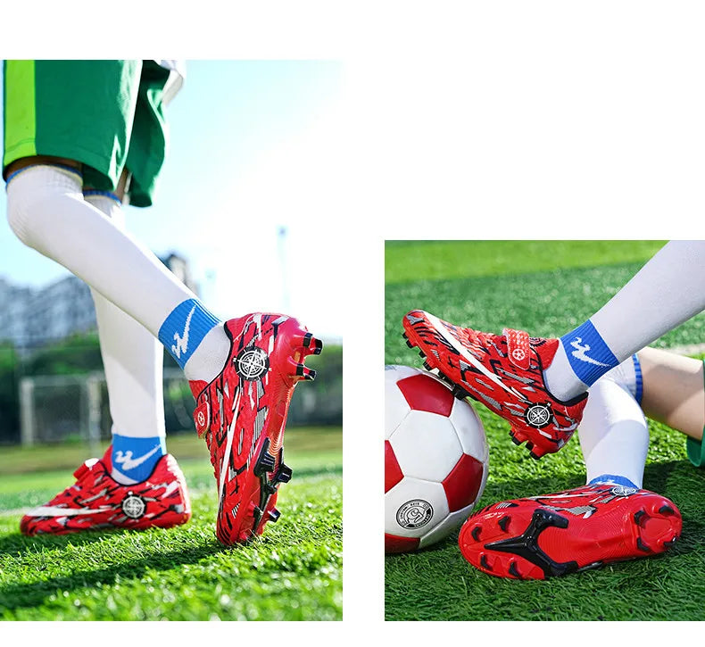 Hot Child Football Boots Outdoor Trainers Soccer Shoes For Kids Boys Hook Loop Football Sneakers Cleats Futsal Shoes Children