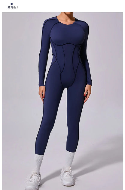 Women's High Elasticity Sports Bodysuit Kit Yoga Fitness Jumpsuit Open Back Hip-Lift Outdoors Gym Workout Sexy Fitness Outfit