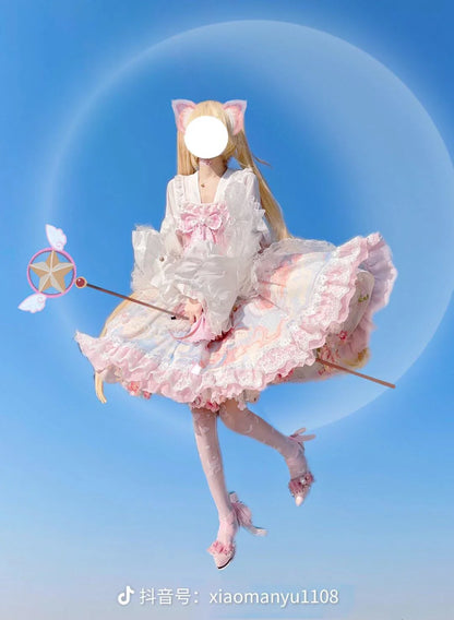 Flowers Crinoline Sweet Fairy Lolita 2024 Spring and Summer Bubble Skirt Gorgeous French Elegant Girl Women's Organza Midi Skirt