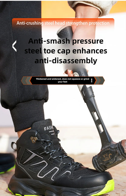 Ankle-Length Men Safety Boots Anti-smash Anti-stab Construction Work Steel Toe Shoes Male Work Boots Work Safety Shoes