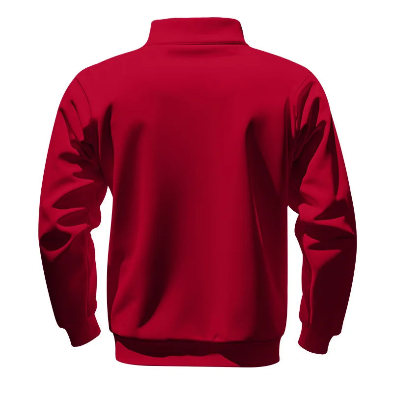 American autumn and winter heavy fleece long-sleeved men's sweater half zipper loose stand-up collar pullover men's sweater