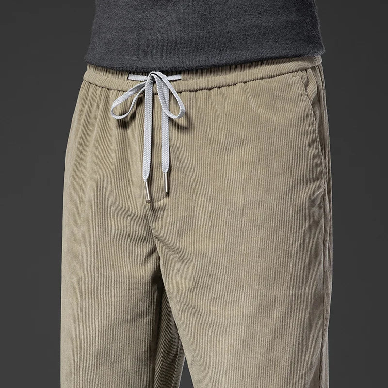 Men's Corduroy Straight Casual Pants Spring Autumn Business Leisure Fashion Trousers Regular Fit Male Pants Brand Clothes