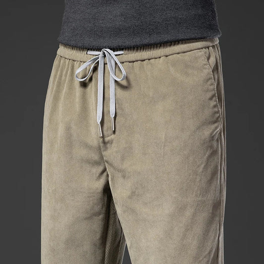 Men's Corduroy Straight Casual Pants Spring Autumn Business Leisure Fashion Trousers Regular Fit Male Pants Brand Clothes