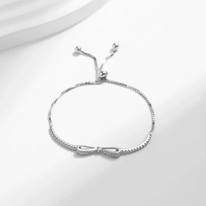 925 Sterling Silver Sparkling Zirconia Bowknot Bracelet Luxury Charm Adjustable Chain Link For Women Fashion Fine Jewelry
