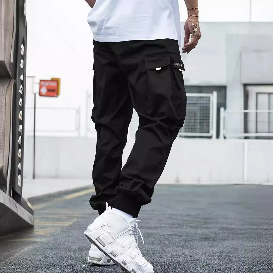 Men's Anti-Wrinkle Cargo Jogger Pants - Water-Resistant Fabric, Functional Pockets & Drawstring, Versatile for Commute & Casual