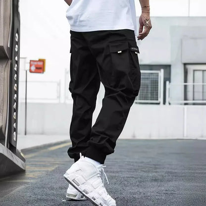 Men's Anti-Wrinkle Cargo Jogger Pants - Water-Resistant Fabric, Functional Pockets & Drawstring, Versatile for Commute & Casual