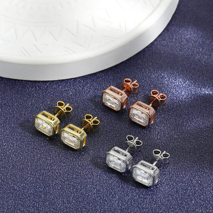 New In 2cttw D Color Emerald Cut Moissanite Stud Earrings for Women S925 Silver Rhodium Plated Diamond Earring Fine Jewelry