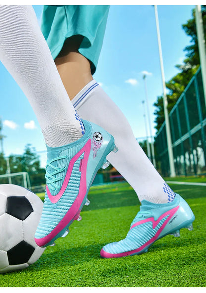 New Men Football Boots Outdoor Sport Boys Long Spikes Training Cleats Soccer Shoes Adult Non Slip Breathable Match Comfortable