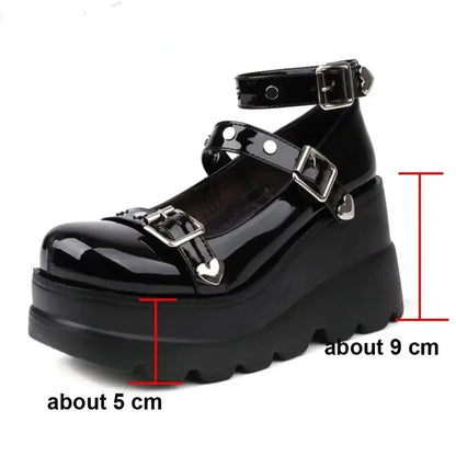 Sapato Feminino Mary Jane Salto Super Alto Plataforma Anabela Sandália Feminina Primavera Fivela Clássica Doce Punk Sapatos Femininos Lolita