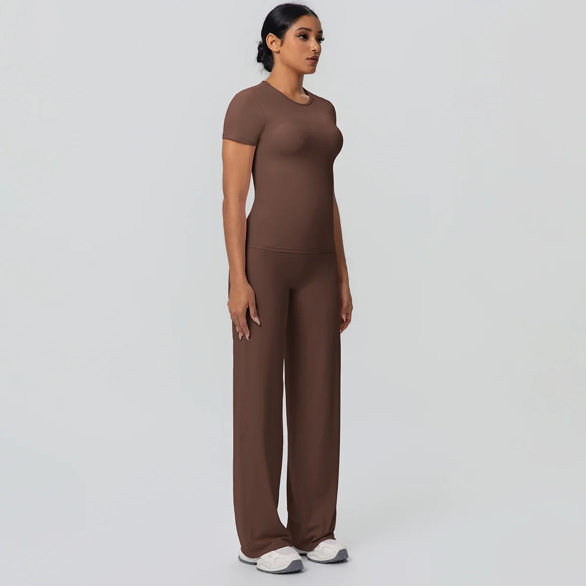 Fitness Sports Workout Yoga Set for Women Naked Feel Slim Casual Workout Top T-Shirt Quick Drying Push Up Running Pants Yoga Set