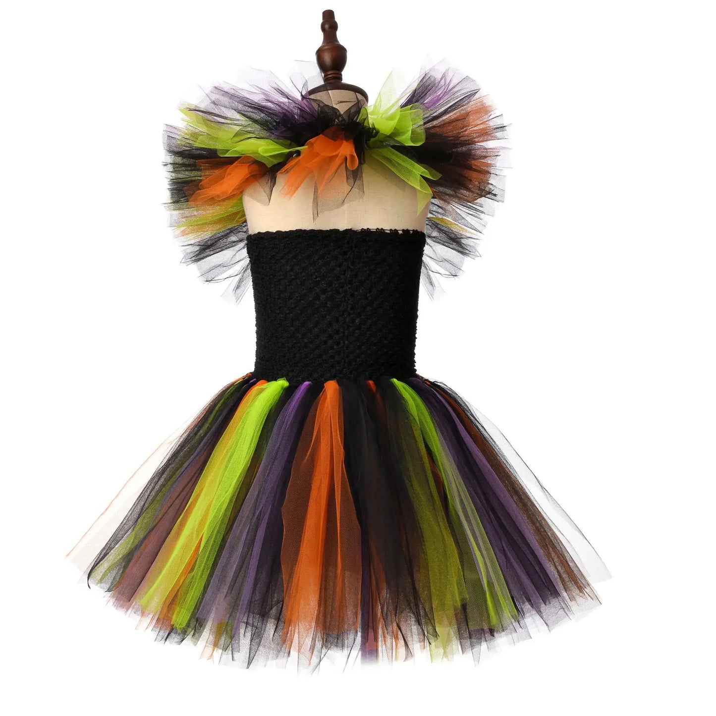 2 Pieces Witch Tutu Dress with Hat Girls All Saint's Day Bruja Wizard Costume Role Play Toddler Halloween Party Fairy Witch Gown