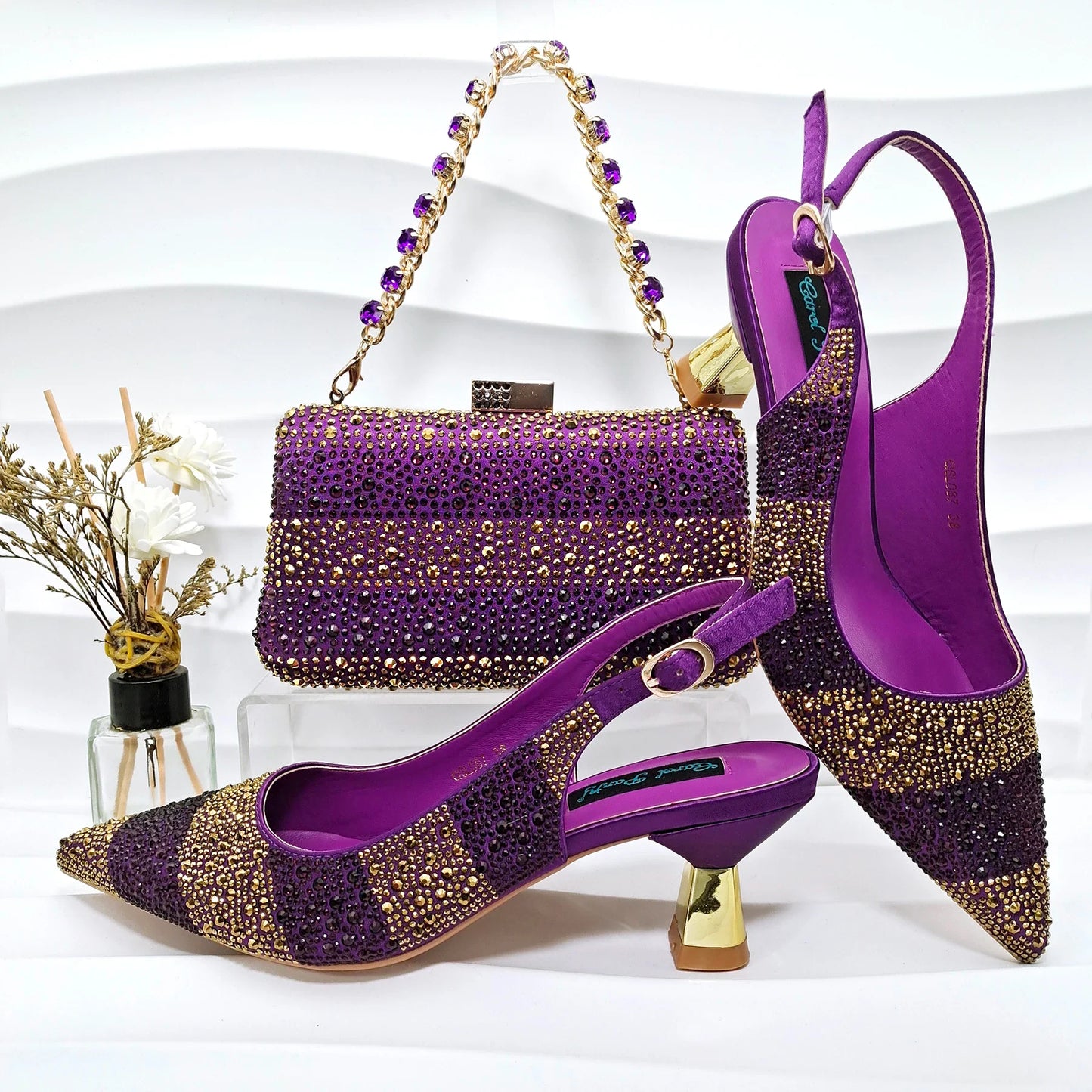 New Italian Design Stylish And Elegant Sky Blue Rhinestone Embellished Satin Pointy Toe Pumps And Clutch Bag