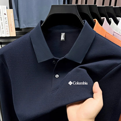 High end brand Polo shirt long sleeved fashionable printed men's top spring 100% cotton skin friendly comfortable casual T-shirt