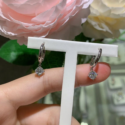 100% Real 0.5 Carat 5mm D Color Moissanite Diamond Drop Earrings Women’s S925 Silver Plated 18K Yellow Gold Tassel Earring