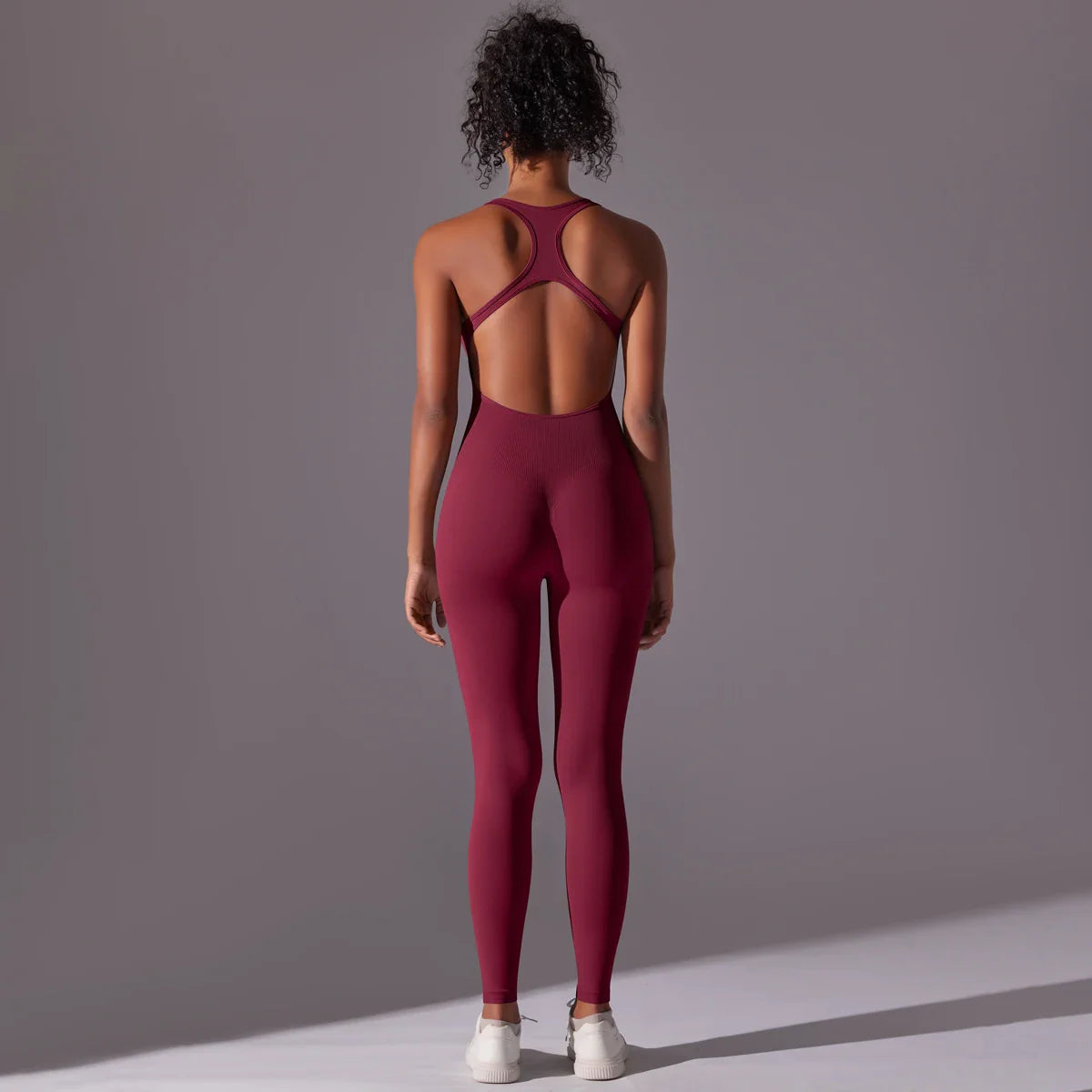 Backless Yoga Bodysuit Women Sports Jumpsuit Fitness Sportswear Workout Set Solid Color Seamless Butt Lifting Yoga Bodysuit