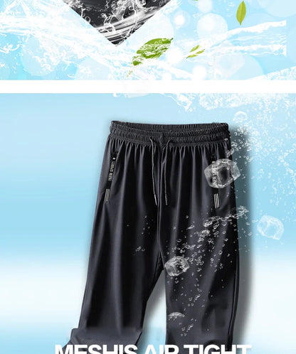 Plus Size 8xl 7xl 6xl Men Sports Pants Quick-Drying Men Trousers Joggers Sportswear Solid Sweatpants Male Elastic Ice Silk Pant