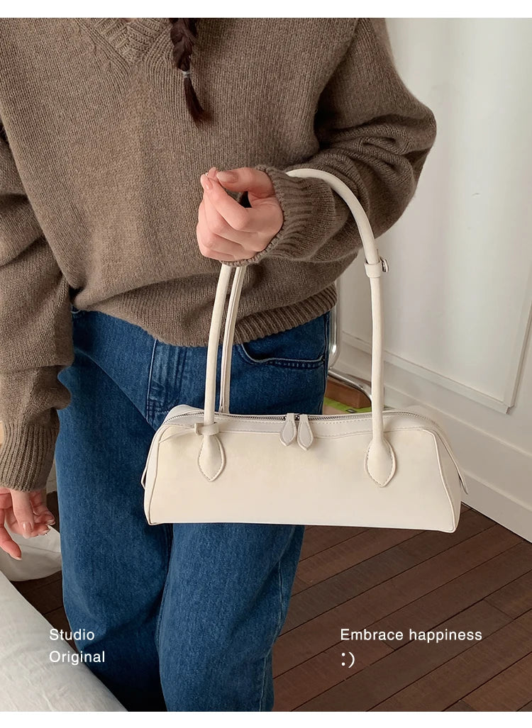 Vintage Suede Long Shoulder Bag 2026 New Women Shoulder Bag Luxury Ladies Handbag Female Commuter Shopping Underarm Bag