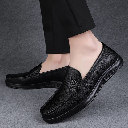 Genuine Leather Casual Shoes Men Handmade Slip on Platform Walking Shoes Outdoor Footwear Driving Loafers Breathable Sneakers
