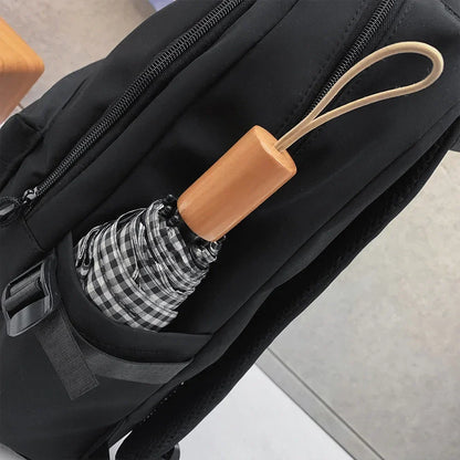 Large Capacity Solid Color Student Backpack Junior and high school simple black travel backpack