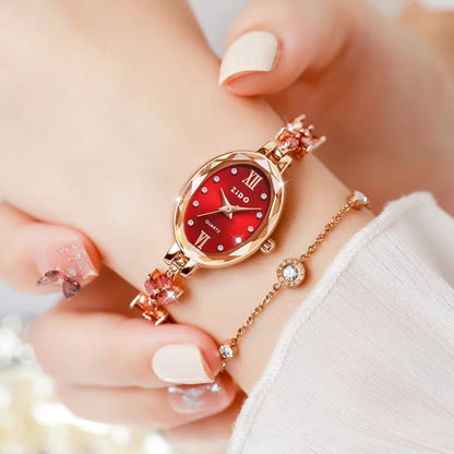 V22 Women's Watches Light Luxury Diamond Inlaid Female Watch Waterproof Oval Ladies Fashion Quartz Bracelet Wristwatch