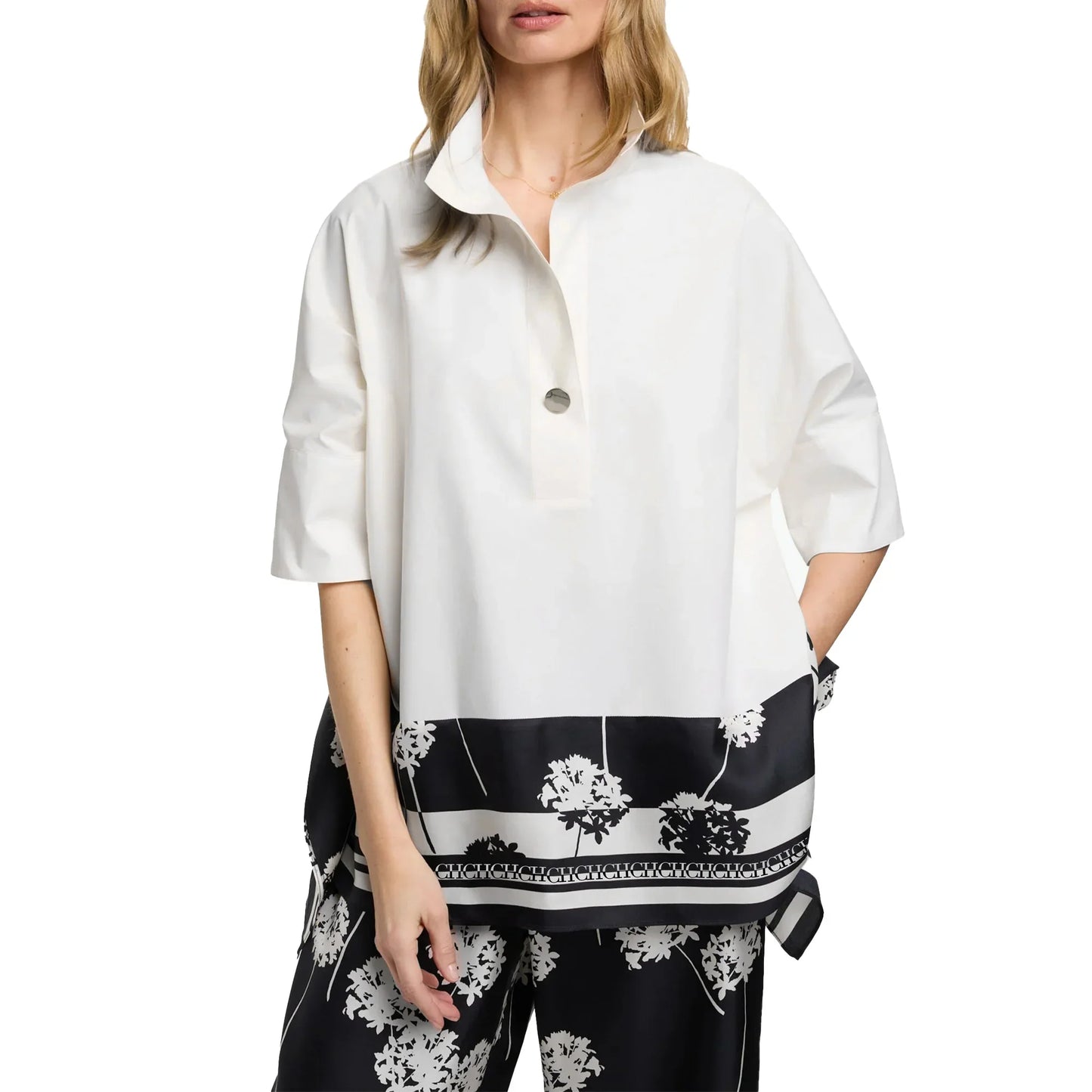 Pullover Women Blouse Lapel Three-Quarters Sleeve Tops Loose Soft Comfortable Pactwork Fashion Irregular Female Shirts