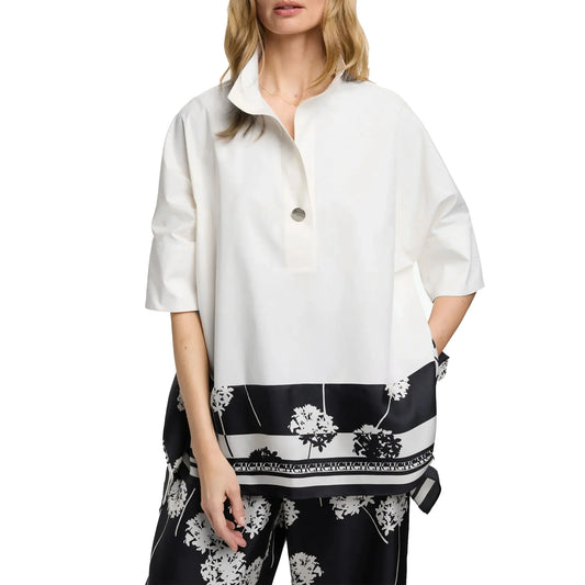 Pullover Women Blouse Lapel Three-Quarters Sleeve Tops Loose Soft Comfortable Pactwork Fashion Irregular Female Shirts