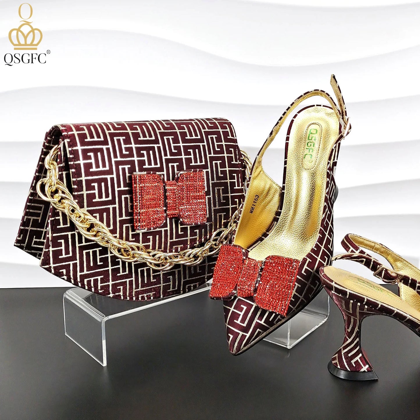 Italian Design Shoes and Bag Set Office Ladies Style Diamond Decoration Classic Women High Heel Shoes and Bag