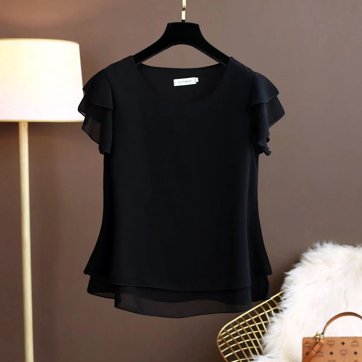 Fashion Brand Summer Oversized Loose and Thin Casual Blouse Top Short Sleeve Chiffon Top White Blouse Green Women’s Tops M-6XL