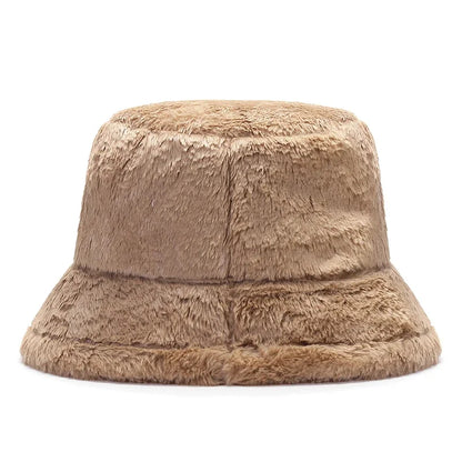 New Fall and Winter Thickened Warm Womens Plush Bucket Hat Leopard Hat