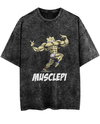Washed T-shirt Gym Exercise FitnessMen's and Women's Pure Cotton Short-sleeved Casual Clothing