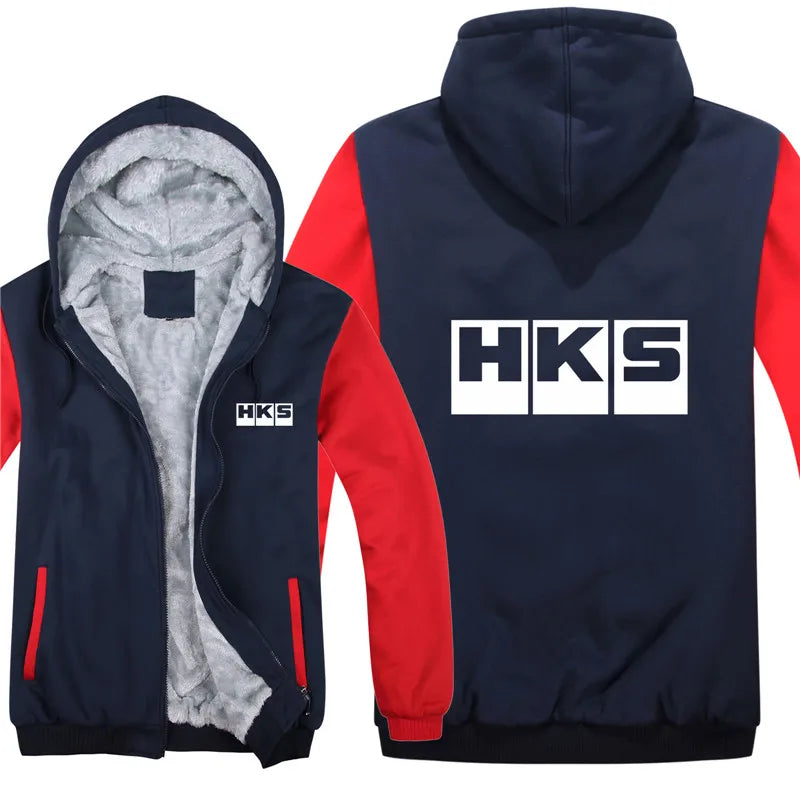 HKS Power and Sports Hoodies Men Streetwear Coat Wool Liner Jacket HKS Sweatshirts Warm Hoody