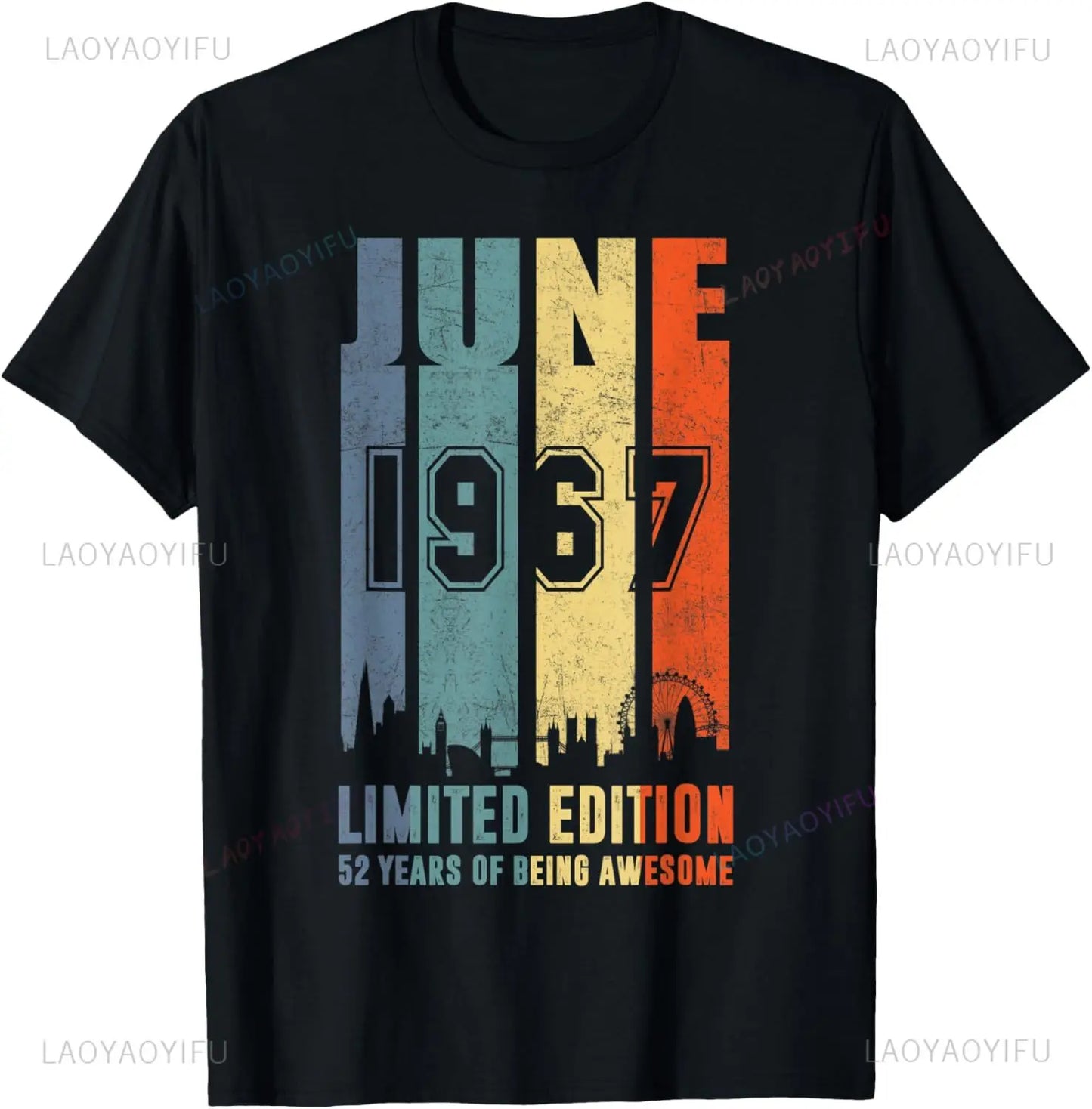 Vintage 1967 58 Years Old Men Women 58th Birthday Gifts T-Shirt Casua Personalized Clothing Graphic T Shirts Ropa Hombre
