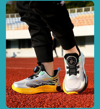 New Anti-skid Leather Kids Sneakers for Boys Running Walking Lightweight Casual Shoes With Fashion Dragon Pattern Size 31-38