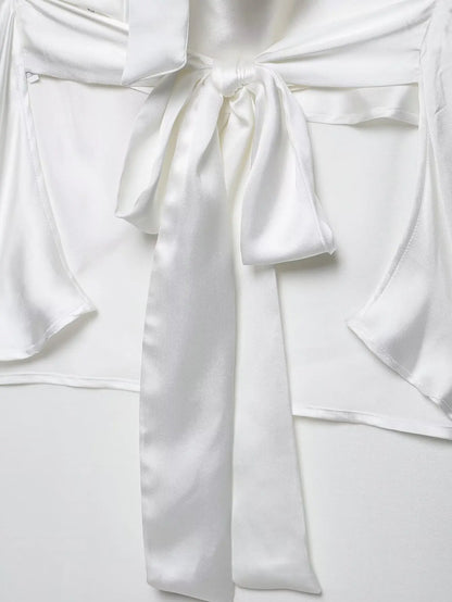 2025 Women Sexy Sleeveless Backless Bow Tied Soft Touch Blouse Female FashionHalter Shirts Summer Blusas Chic Tops LS9013