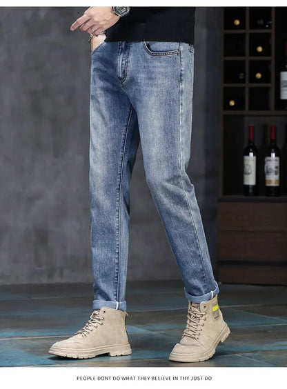 New Autumn/Winter 2026 Young Men Slim Stretch Jeans Straight Men High Waist Young Men Fashion Men's Trousers Jeans Pants