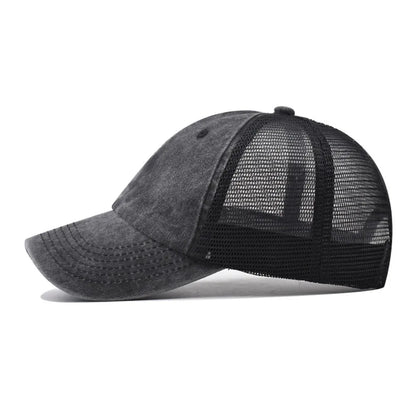 Vintage Washed Cotton Baseball Cap Women Men UV Protection Breathable Mesh Cap Visor Adjustable Hip Hop Caps