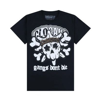Glogang Men's Trendy Short-Sleeve T-Shirt Fashionable Street Style Harajuku Style Y2K Crew Neck Short-Sleeve Pure Cotton T-Shirt