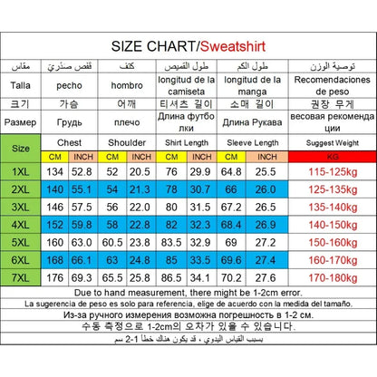 Plus Size Men Hoodie Sweatshirt Pullover 6XL 7XL 90-180kg 100% Cotton Autumn Winter Long Sleeve Sport Tops Big Size Men Clothing