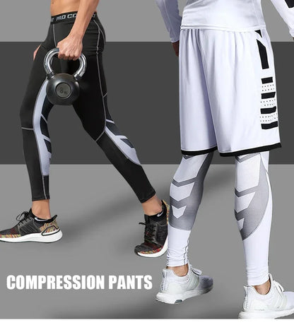 Men's Compression Pants for Running Cycling Basketball Soccer Elasticity Sweatpants Fitness Tights Legging Trousers Rash Guard