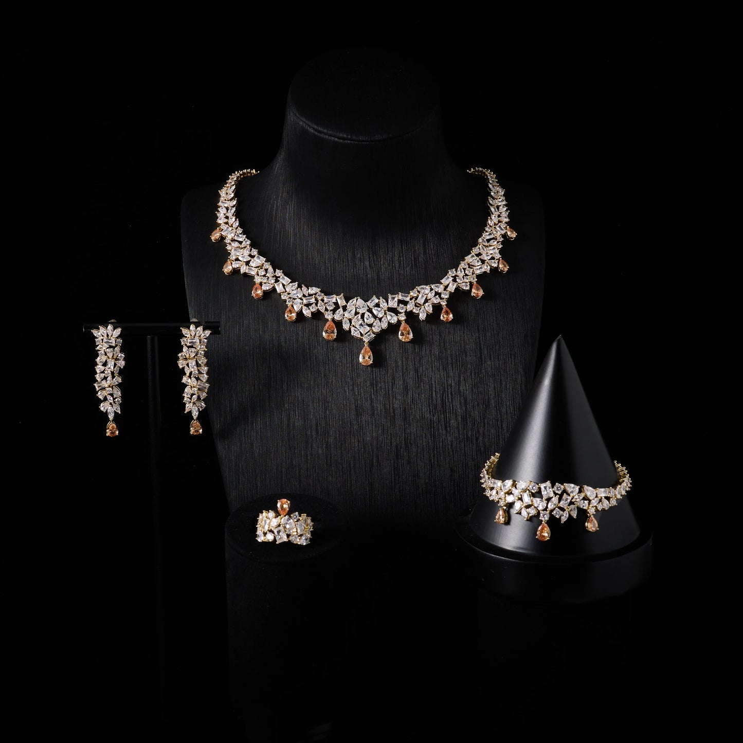 00073 Bridal Cubic Zirconia Necklace Set for Women Dubai Jewelry Sets  Wedding Jewelry Wedding & Engagement Accessories