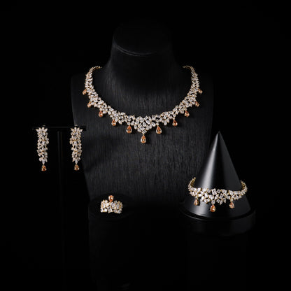 00073 Bridal Cubic Zirconia Necklace Set for Women Dubai Jewelry Sets  Wedding Jewelry Wedding & Engagement Accessories