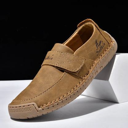 Handmade Men's Slip On Loafers Soft Leather Shoes Lightweight Breathable Driving Shoes Non Slip Daily Casual Outdoor Sneakers