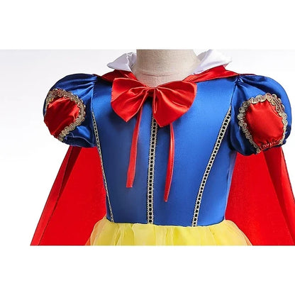 Vestido de Luxo Princesa Branca de Neve com Capa para Meninas Fantasia Infantil Cosplay de Fada Roupa de Carnaval para Crianças Vestido de Halloween